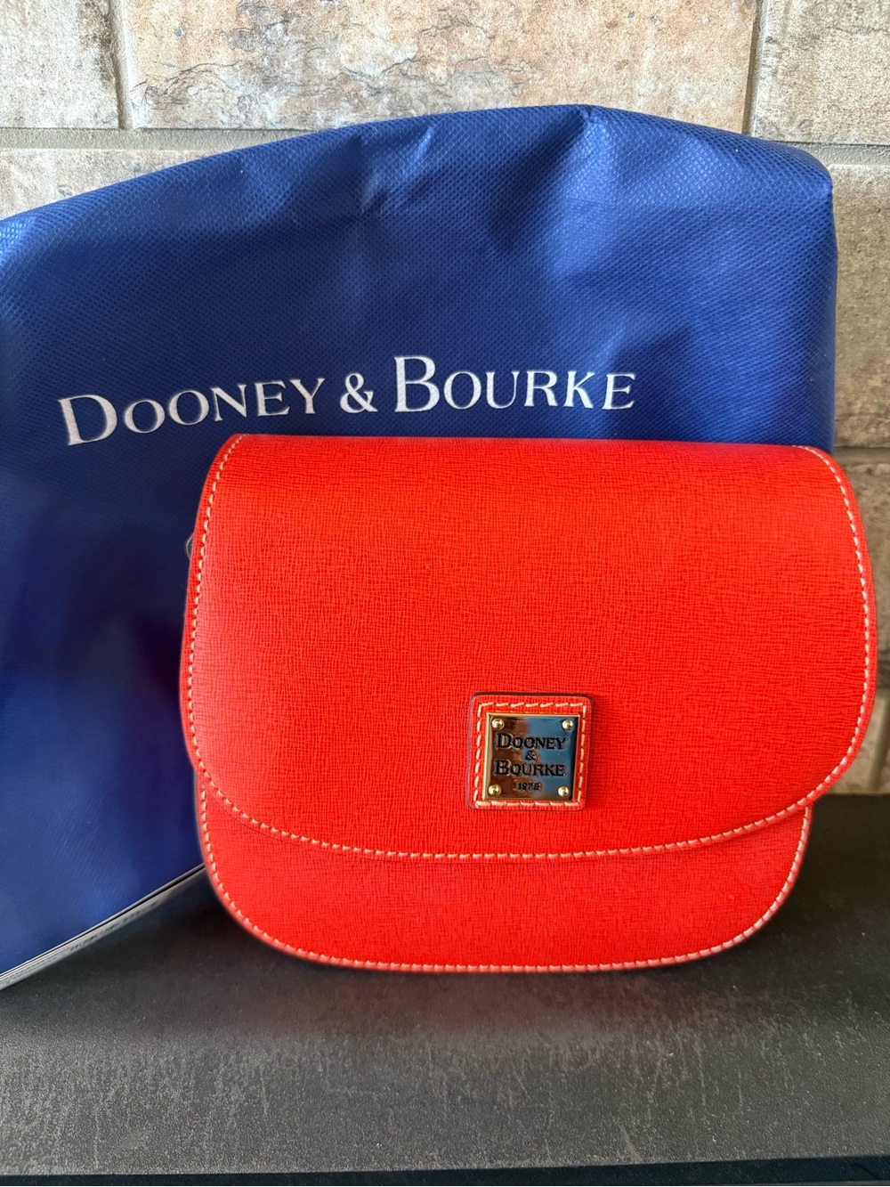 Dooney & Bourke Red Crossbody with Logo Plaque